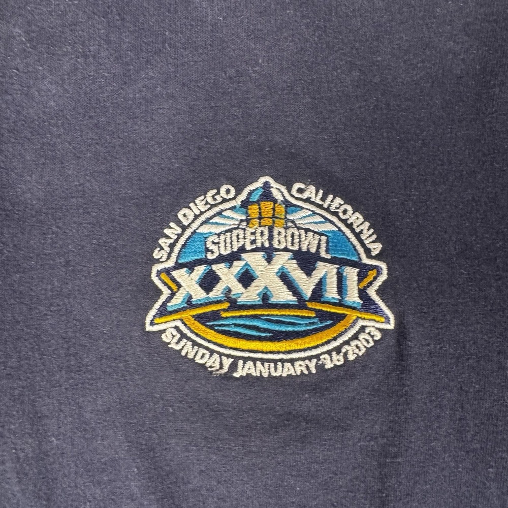 2003 Super Bowl XXXVII NFL Navy Mock Turtleneck Shirt Mens Medium San Diego Y2K - Picture 2 of 7